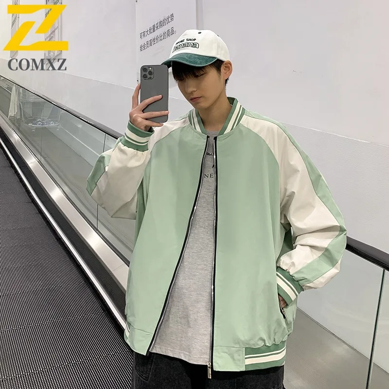 

COMXZ Spring Autumn Baseball Collar Jacket Couple Coat 2025 New Loose Fit Hong Kong Style All-Match Color Casual outdoor Trend