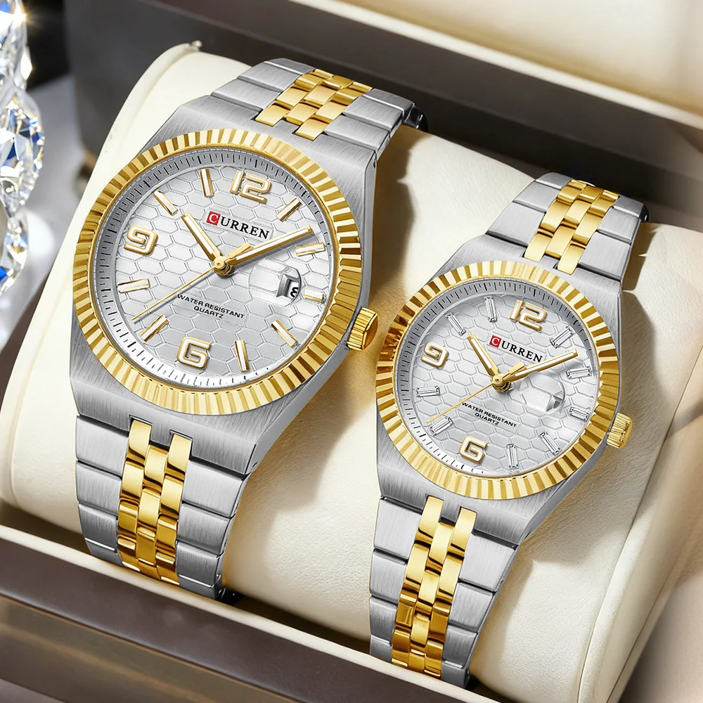 

CURREN 8498 Couple Watches Waterproof Luminous Wristwatch for Lover Date Men‘s and Women's Wristwatch Simple Fashion