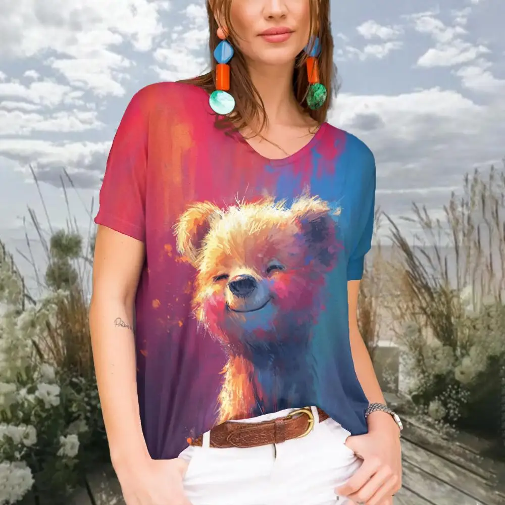 

Little Bear Women's T-Shirt Cartoon Animal Animal 3d Printing Daily Fashion Short Sleeve Casual T-Shirt Female Clothes Top Tee