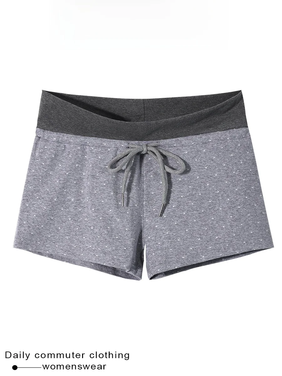 Coshehkg Casual Style Grey  Claw Polka Dot Print Shorts Women's Summer New High Waist Slimming Pants Tie Rope High Waist