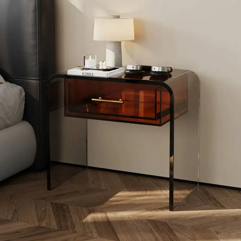 

Acrylic Storage Bedside Table Princess Designer Unique Nordic Drawer Nightstands Coffee Luxury Stolik Nocny Furniture Home