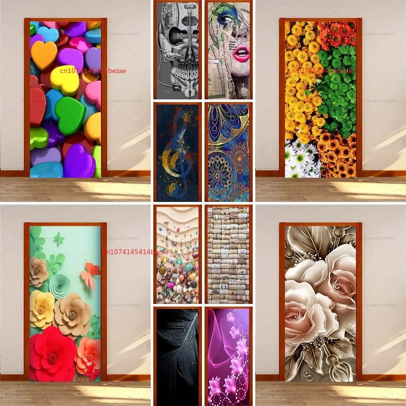 

Three-dimensional Carved Design Door Sticker, Vinyl PVC Waterproof Wrap Full Door Suitable for Apartment Door Decoration Poster