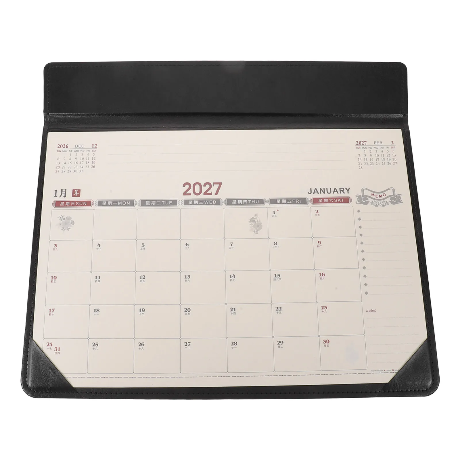 Large PU Desk Calendar Mat 17x12 2027 Office School Desktop Calendar Blotter Desk Pad Computer Mat Computer Pad