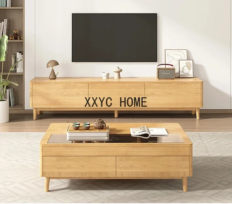 Gambe quadrate in legno massello Soggiorno Casa Piccolo appartamento Tavolo da tè Tavolo da tè Kung Fu in vetro