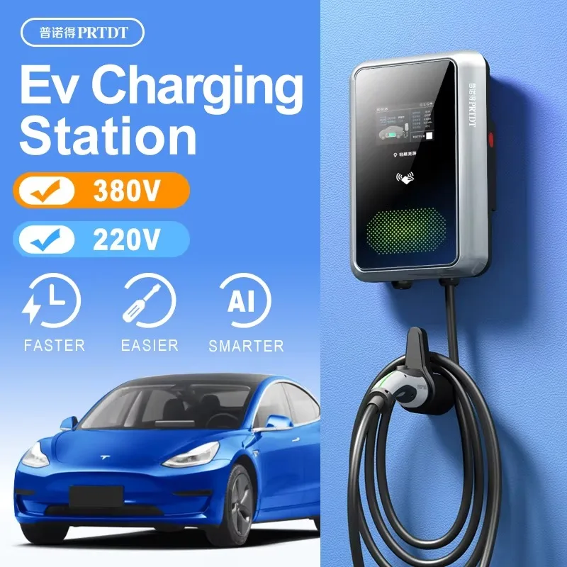

PRTDT OEM ODM Electric Car Solar EV Charger Type 2 AC Wall Box Home EV Charging Station with Display