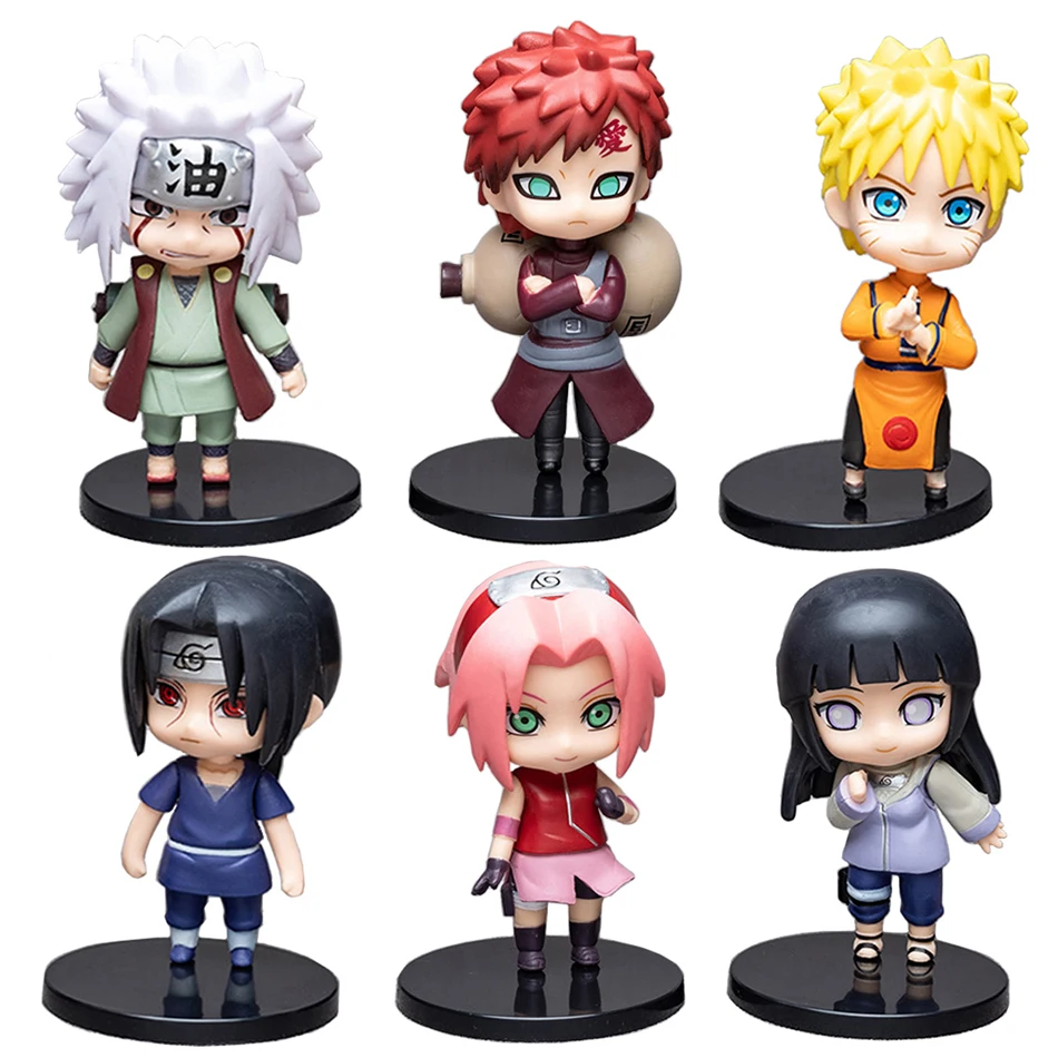 6 styles 9cm Anime Naruto Figures PVC Q Version Doll Gaara Kakashi  Figure Room Decoration Cartoon Kawaii Boy Toy Kid Gift