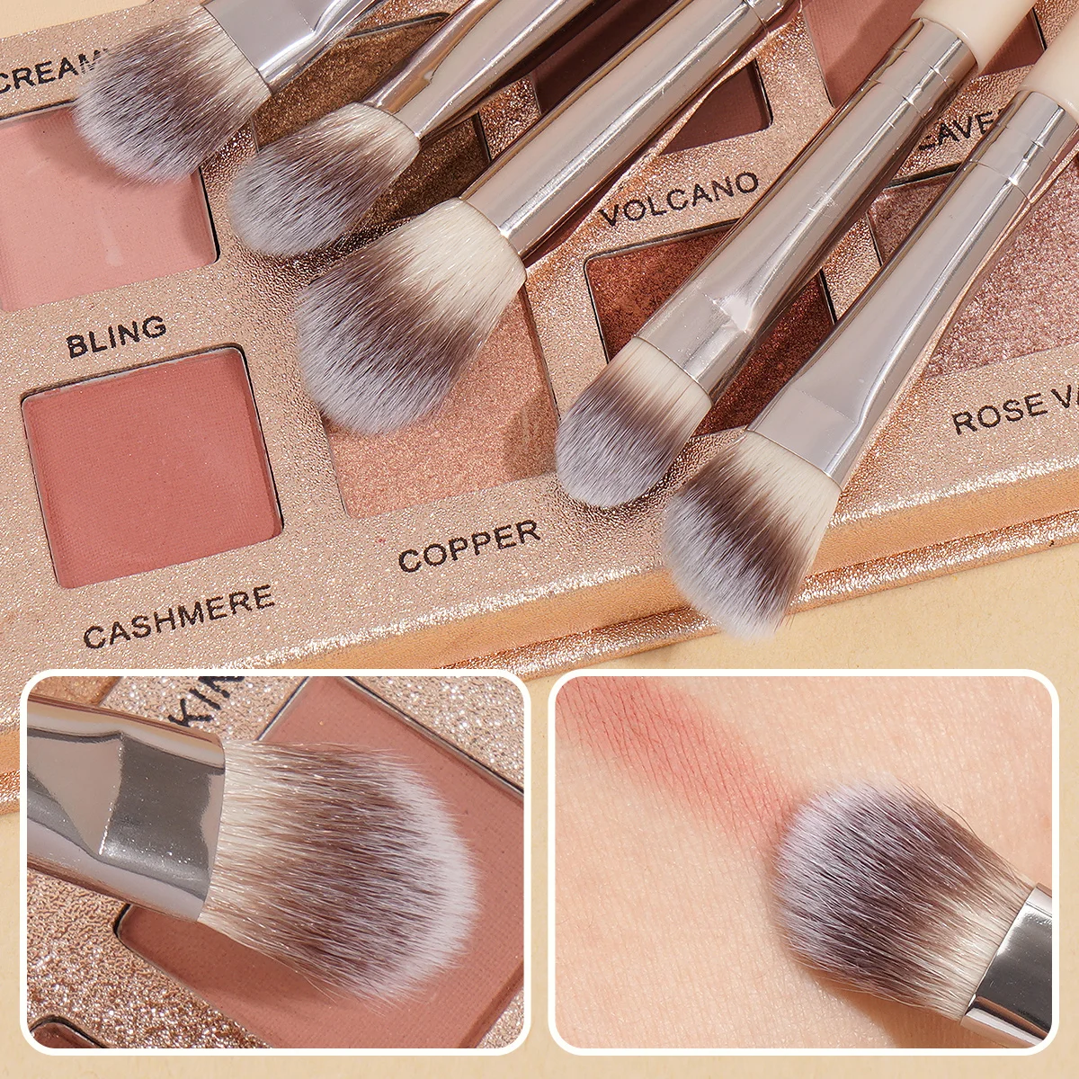 مجموعة هدايا فرش المكياج من MAANGE مكونة من 25 قطعة من فرش الوجه والعين 17 قطعة جميع أنواع منتفخة المكياج وعصابة الرأس وحزام المعصم للمبتدئين