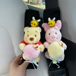 Cute Winnie The Pooh Cartoon Plush Safety Belt Shoulder Cover Fashionable Car Four Seasons Universal Anti-wear Safety Belt