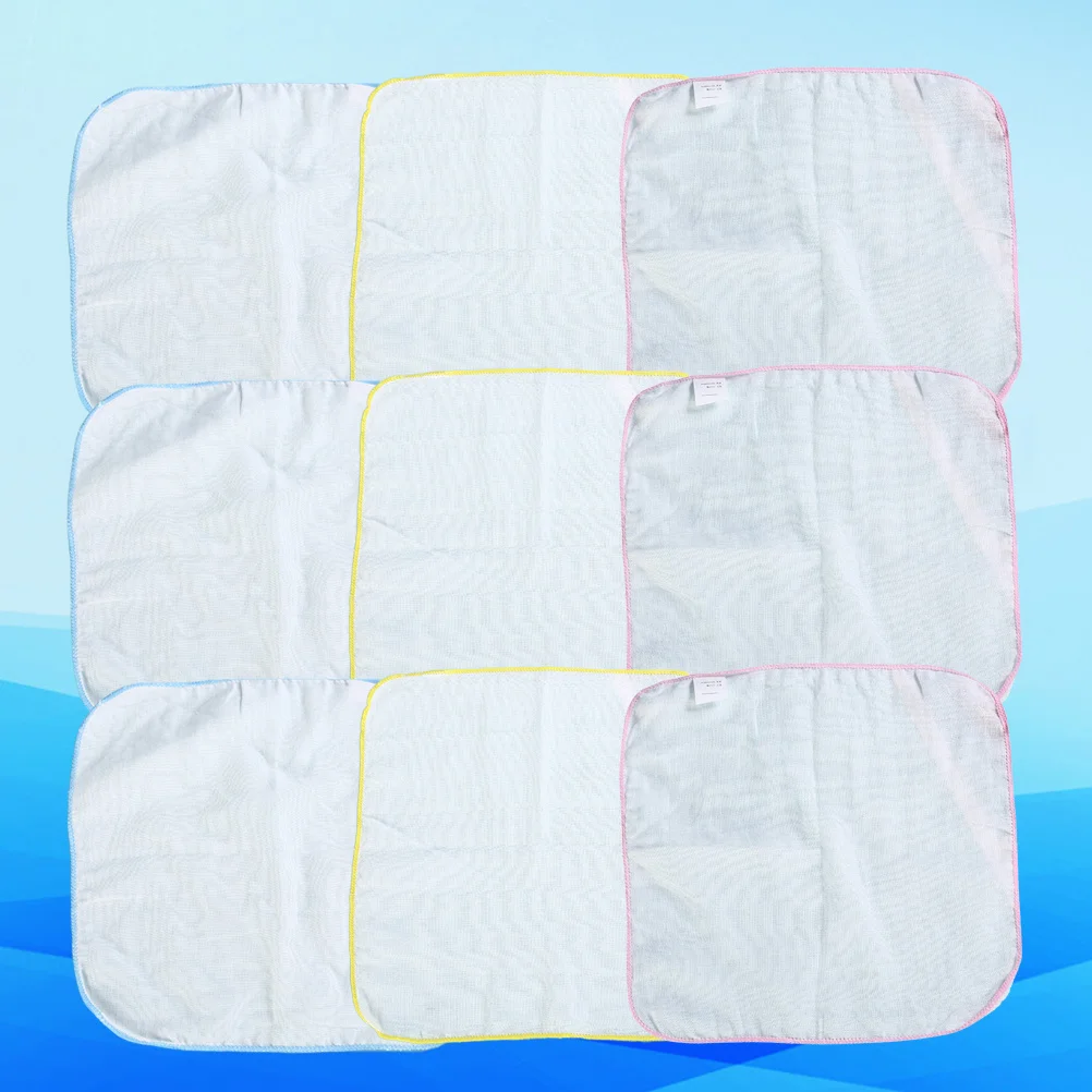 

9Pcs Baby Burp Towel Cotton Small Square Kerchief Drool Absorption Bibs 30x30cm Pink Blue Yellow Unisex Gift for Toddlers