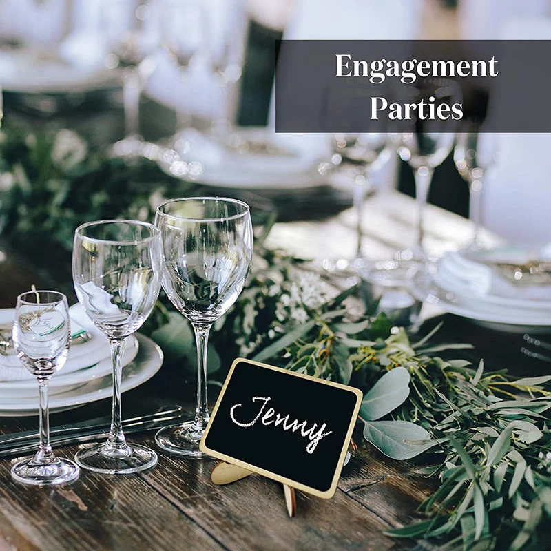 10PCS Mini Chalkboard Signs With Easel Wedding Birthday Parties Message Board Signs Event Decor Wooden Place Cards