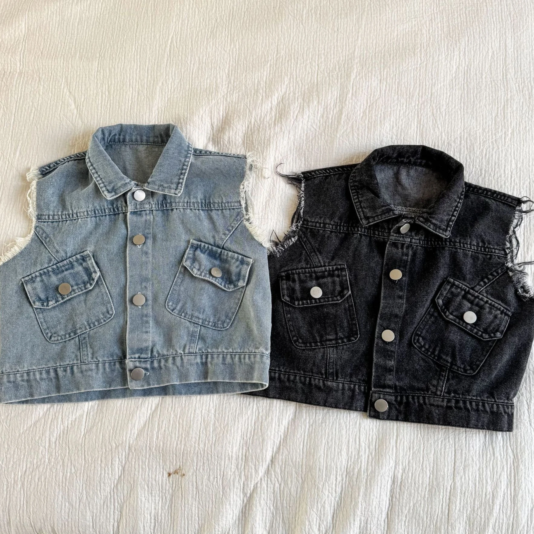 Vest 2026 Spring and Autumn New Childrens Clothing Korean Style Boys and Girls Fashion Casual Cool Cowboy Vest Simple