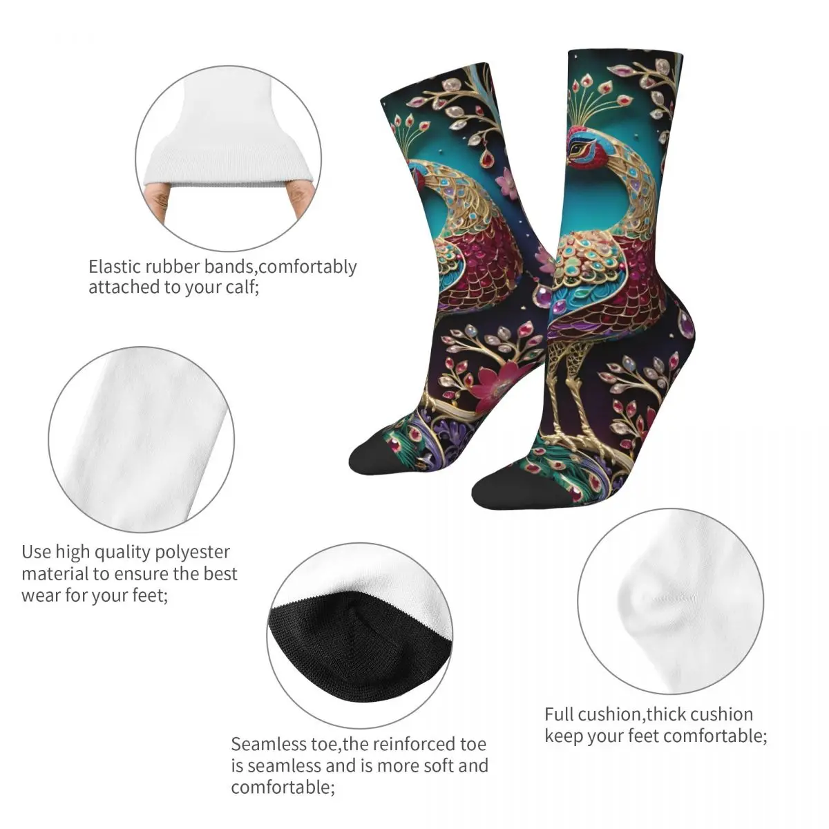 Peacock Socks Printed Men's Stockings Polyester