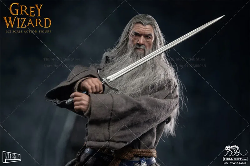 In Stock DYM202401 1/12 Scale Collectible Grey Robe Wizard 6-inch Male Soldier Action Figure Model Toy for Hobby Gifts