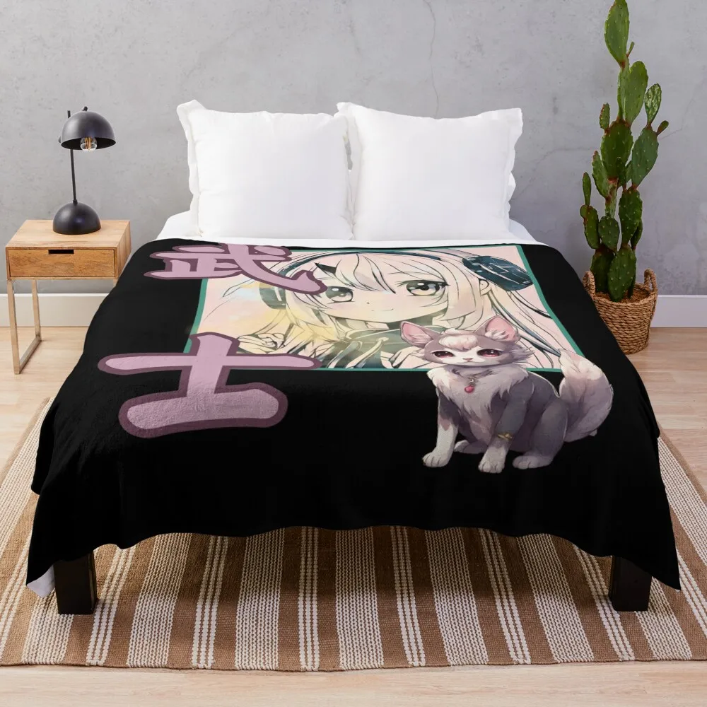 Anime Shojo Girl Cute Throw Blanket For Decorative Sofa Loose Blankets