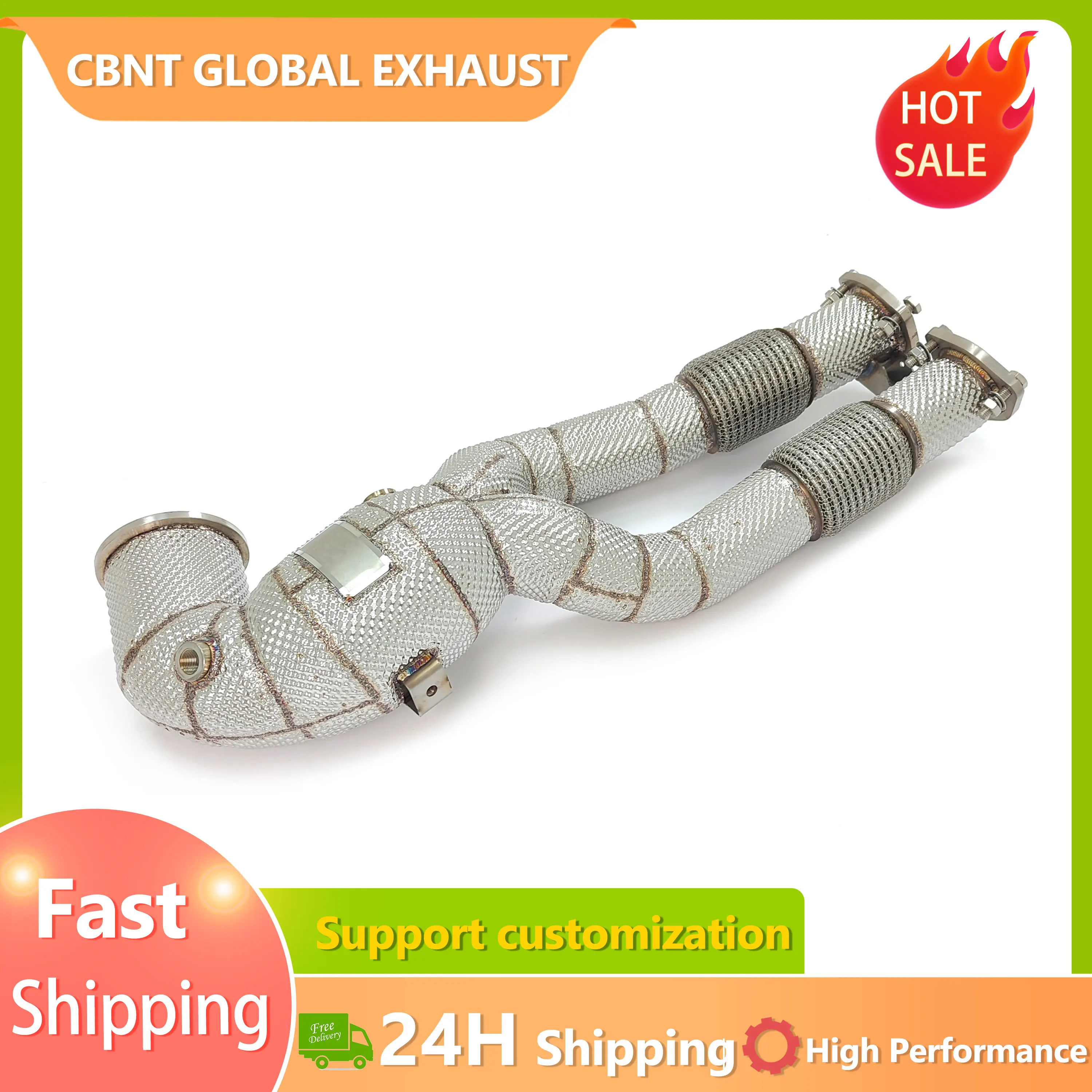 CBNT Exhaust-Headers for Audi RS3 RSQ3 TTRS 2.5T High Flow Catted/Catless Downpipe with Catalytic Converter SS304 Exhaust Pipe