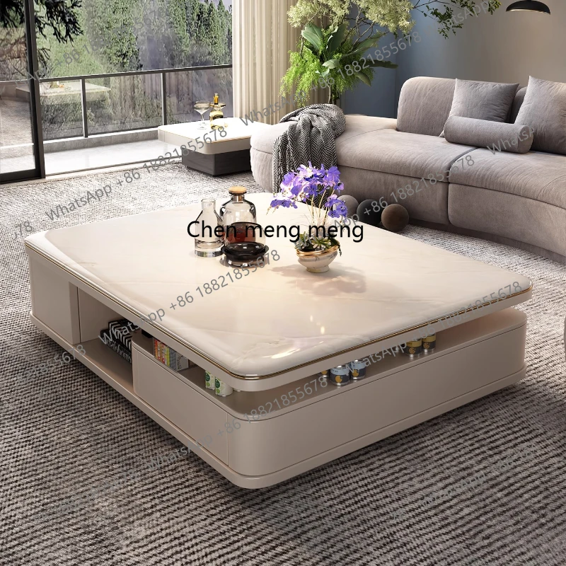 

Natural villa light luxury coffee table household high-end marble luxury house smoke powder coffee table