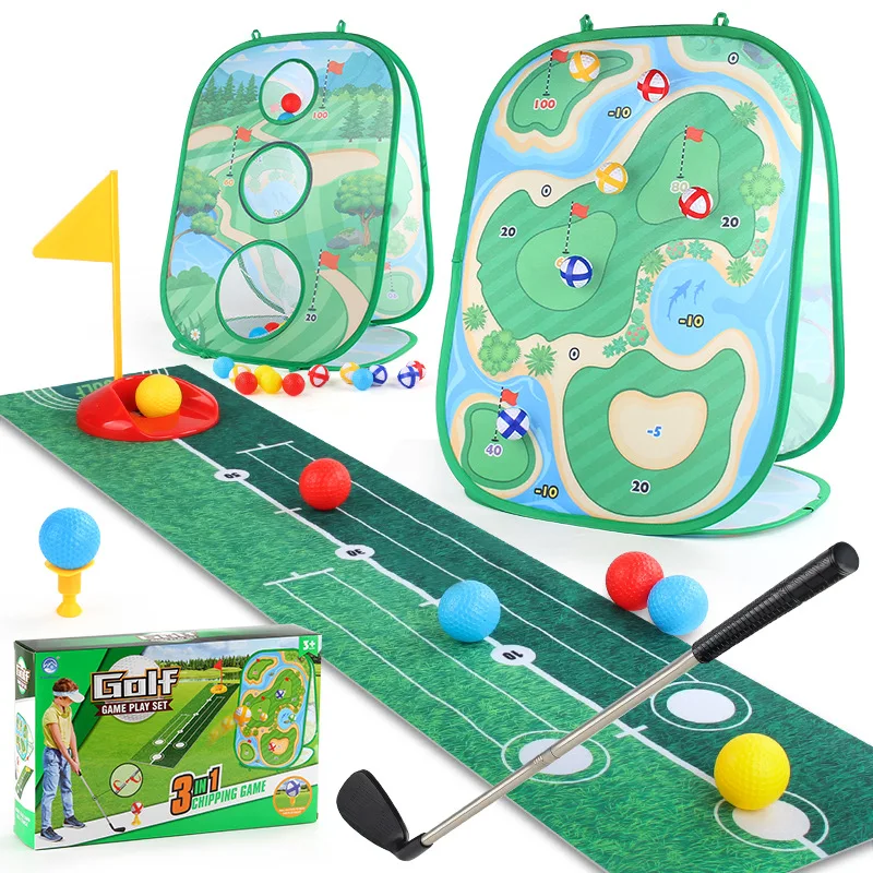 Golf Game Mat Throwing Percussion Game Mat 3-in-1 Throwing Set Portable Golf Practice