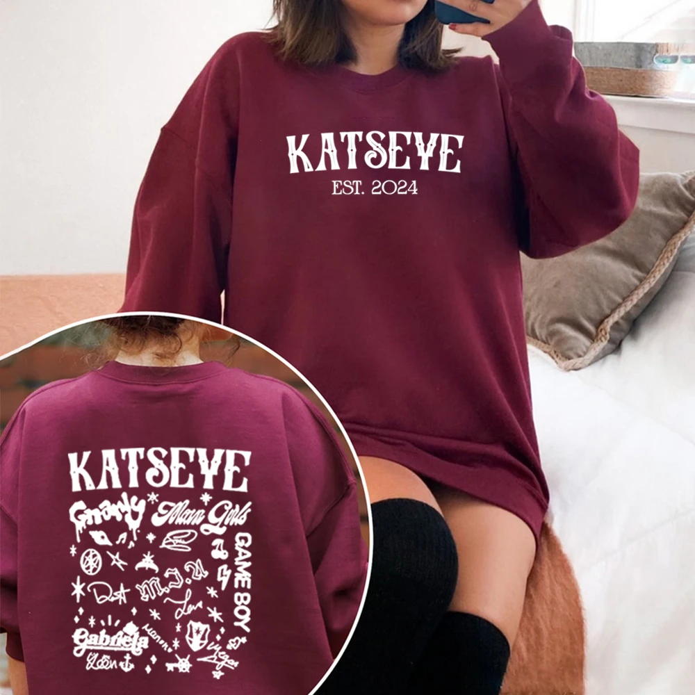 

Винтажная толстовка Katseye, рубашка с принтом спереди и сзади, толстовка Kpop Katseye, красивый пуловер Хаос, повседневные толстовки унисекс