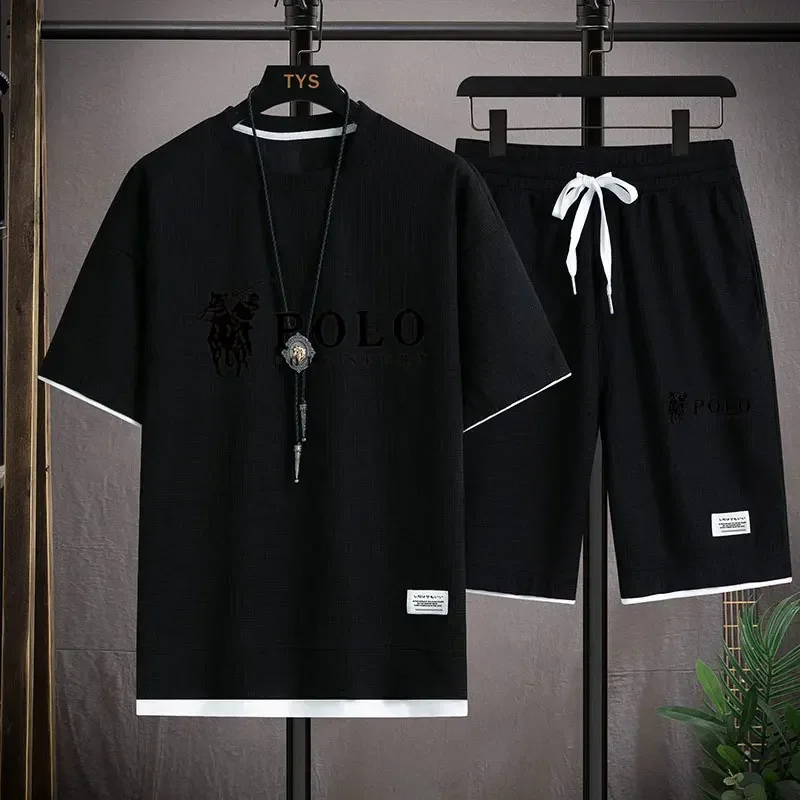 "2025 Men's Short-sleeved T-shirt + Sports Shorts Two-piece Summer Fashion Breathable Fitness Casual Jogging Set. - Image 6