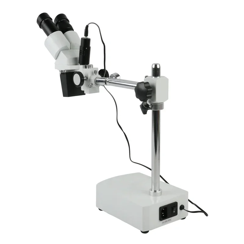 10X/20X 20X/40X Stereo Binocular Microscope 230mm Working Distance + Boom Arm For PCB Soldering Phone Repair Lab Anatomy