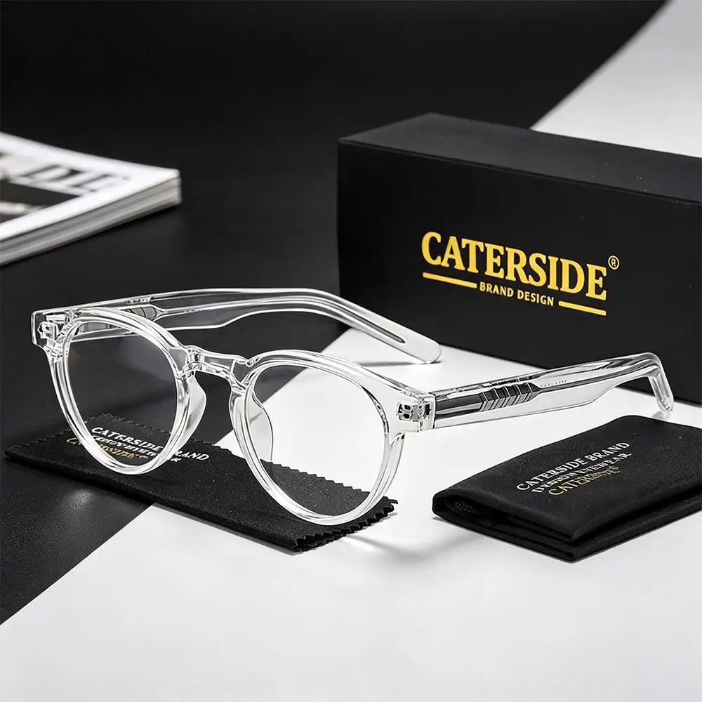 CATERSIDE Modische Damen-Rundbrille mit Blaulichtfilter, Premium Tr-90-Rahmen, Herren-Outdoor-Business- und Büro-Schutzbrille – Detail 1