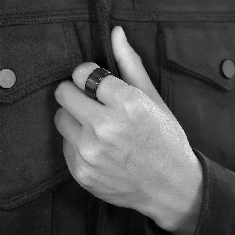 Kolmnsta Black Titanium Ring For Men Wedding Engagement Jewelry Band 4/6/8/10 mm Cool Dark Classic Unisex Ring Female Size 4-15