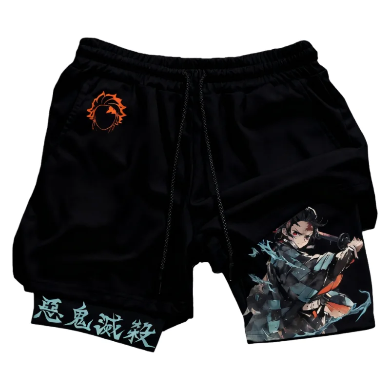 2-in-1 schnell trocknende Herren-Fitness-Shorts, elastische Taille, atmungsaktives Mesh mit Innentasche für sportliches Laufen