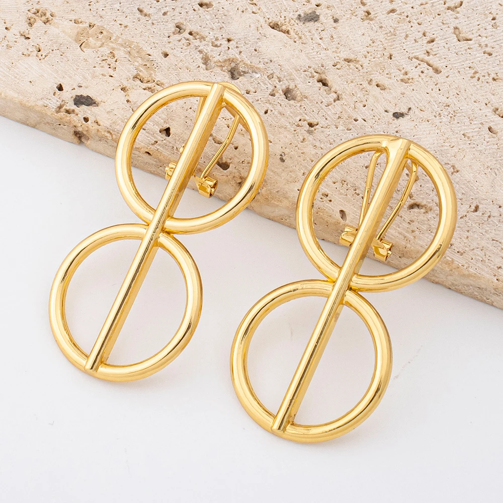 2 Stück geometrische Ohrringe mit doppeltem Kreis, Schmuckset, minimalistische Ohrringe, Damen, für den Alltag, die Arbeit, Freizeit und Partys. – Detail 4