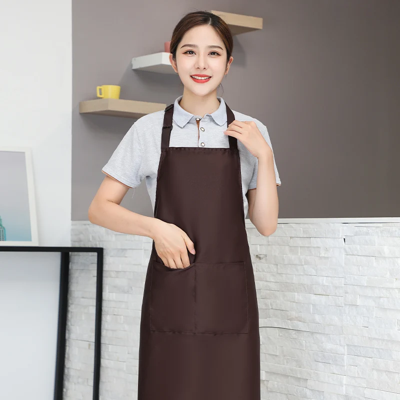 

Women Waterproof Baking Cooking Apron Chef Waiter Stain Resistant Restaurant Cafes Beauty Nails Studios Apron with Pockets