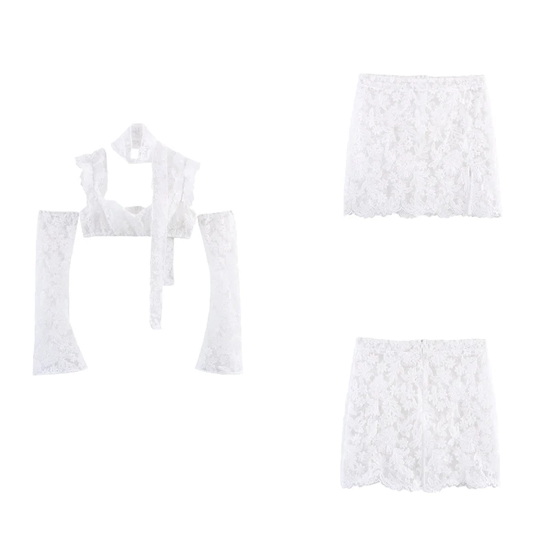 

Sexy Lace ter f Skirt Set 3D Embroidery Women's Faion Summer 2025 Polyester Fiber Z Brand New Arrival