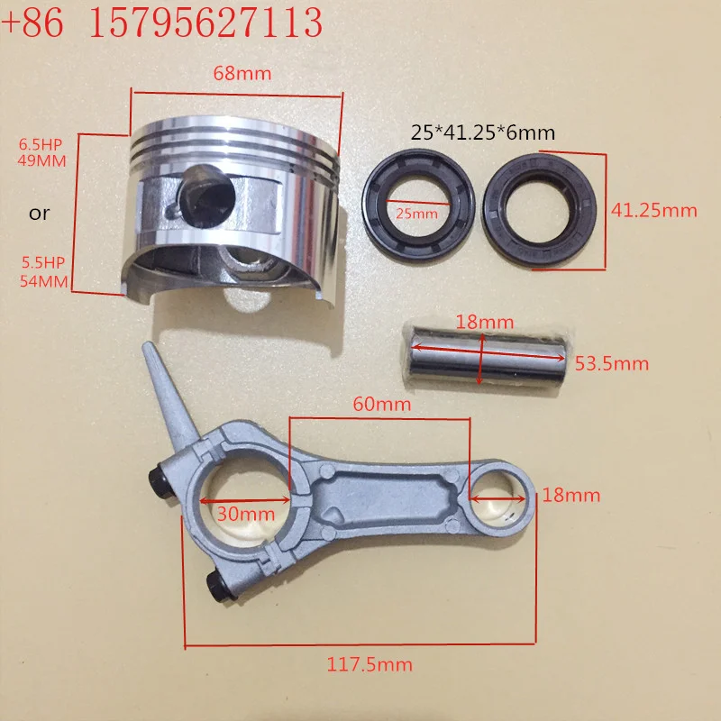 Kit Pengganti Batang Penghubung Segel Minyak Cincin Piston 68Mm untuk Honda GX160 GX200 168F 2kw 2,5KW Suku Cadang Pengganti Mesin