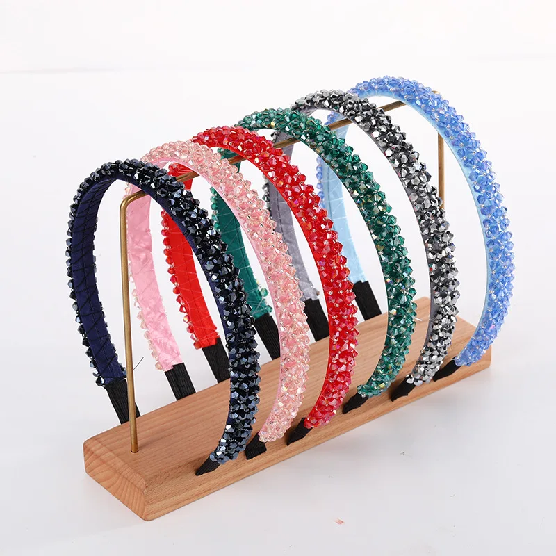 Handmade Beaded Headband Thin Cross Colorful Bead Braided Hairband Hair Rope Women Hair Accessories