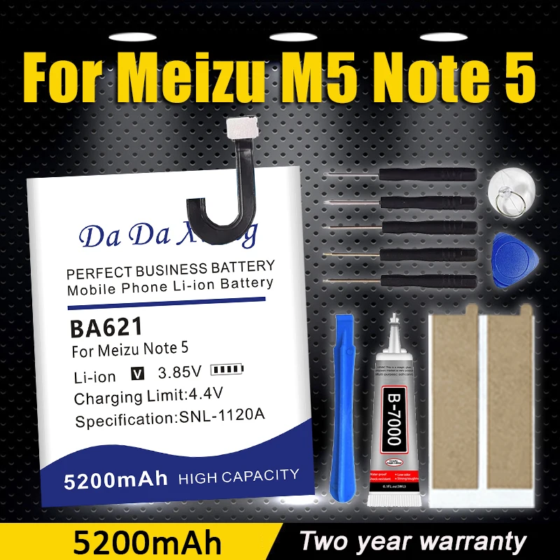 Phone Battery BA621 For Meizu Note5 M5 Note 5 BA-621 M621H 3.85V 5200mAh Replacement Lithium Batteries High Quality Battery