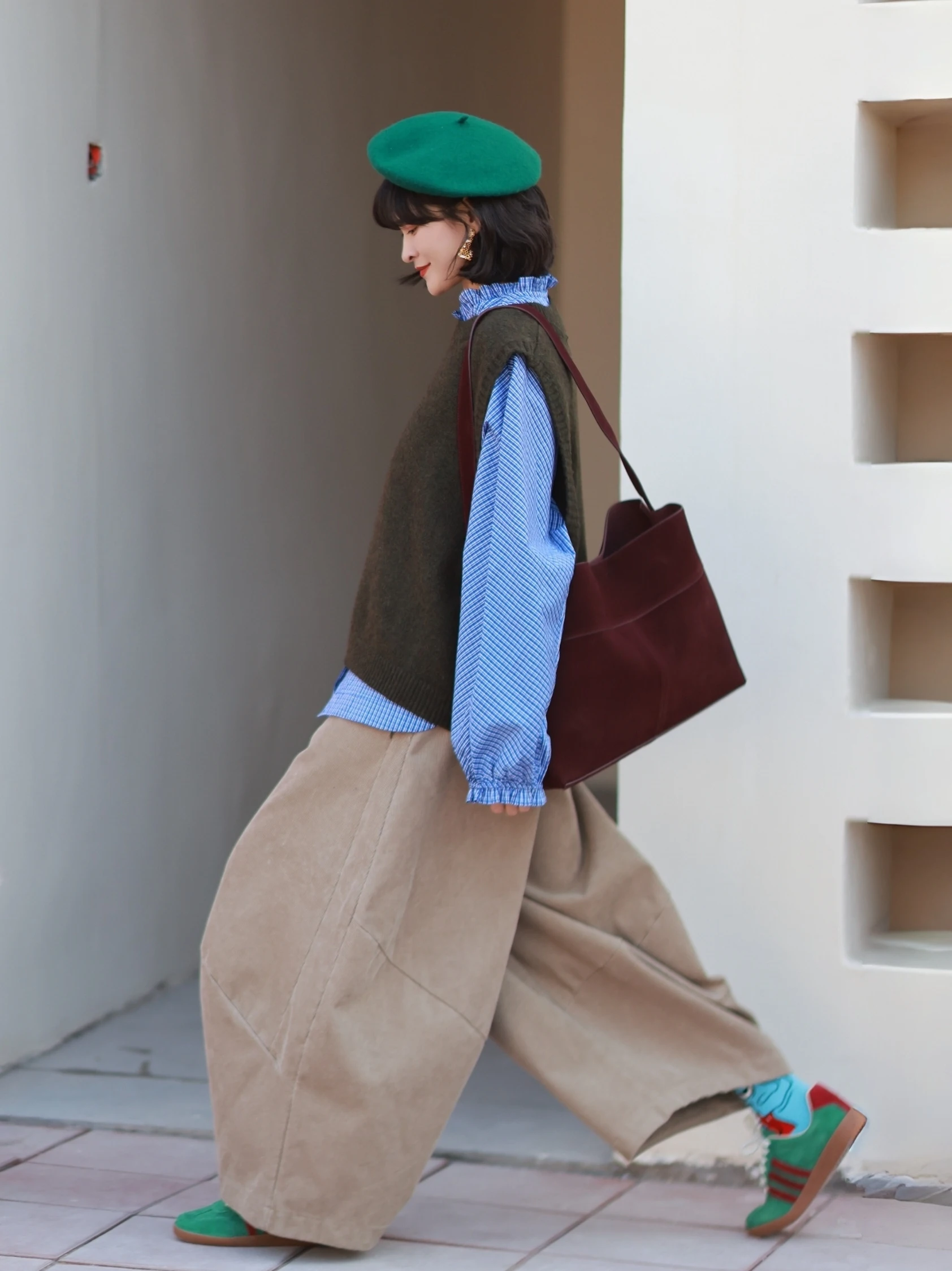 

Meadow Original Women's Winter New Svel Vest Layering High-End Feel Ruffle Collar irt Two-Piece Set Casual Sle Cott...