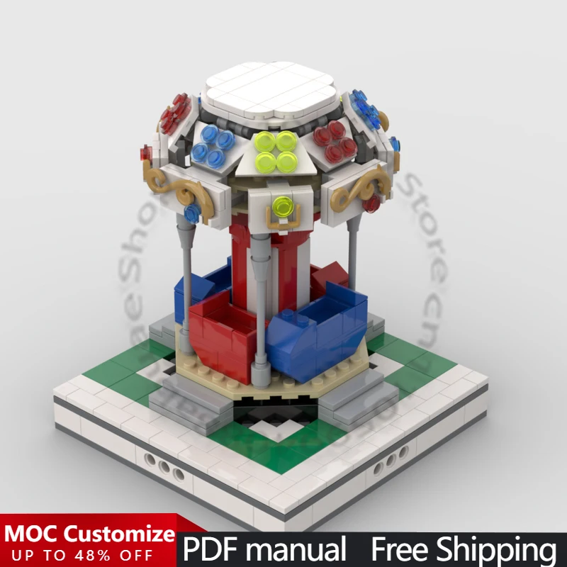 424 PCS City Engineering Carrousel for modular Amusement Park MOC Customize Modular Building Block DIY Simple Toy Christmas Gift