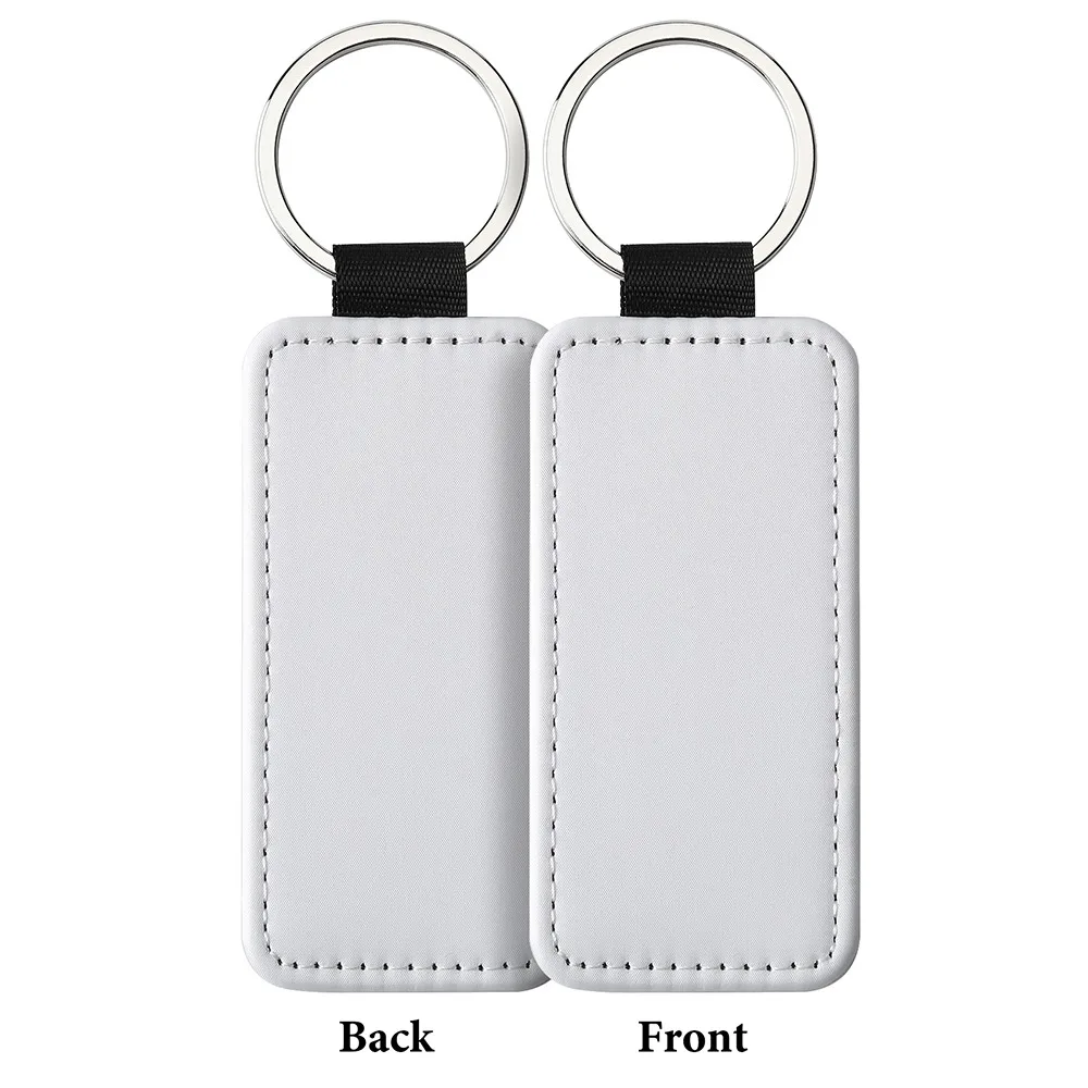 DIY Dye Sublimation Blanks Keychain PU Leather Rectangle Heat Transfer Keyring Heart Creative Double Sides Blank ID Tags Keyring