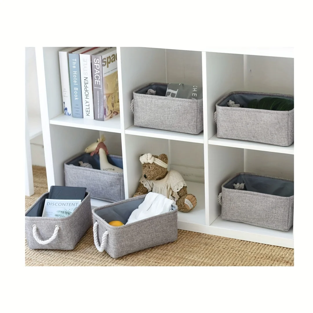 Shelf storage box -11.8x7.9x5.2 inch gray small storage basket, used for organizing, fabric storage cube