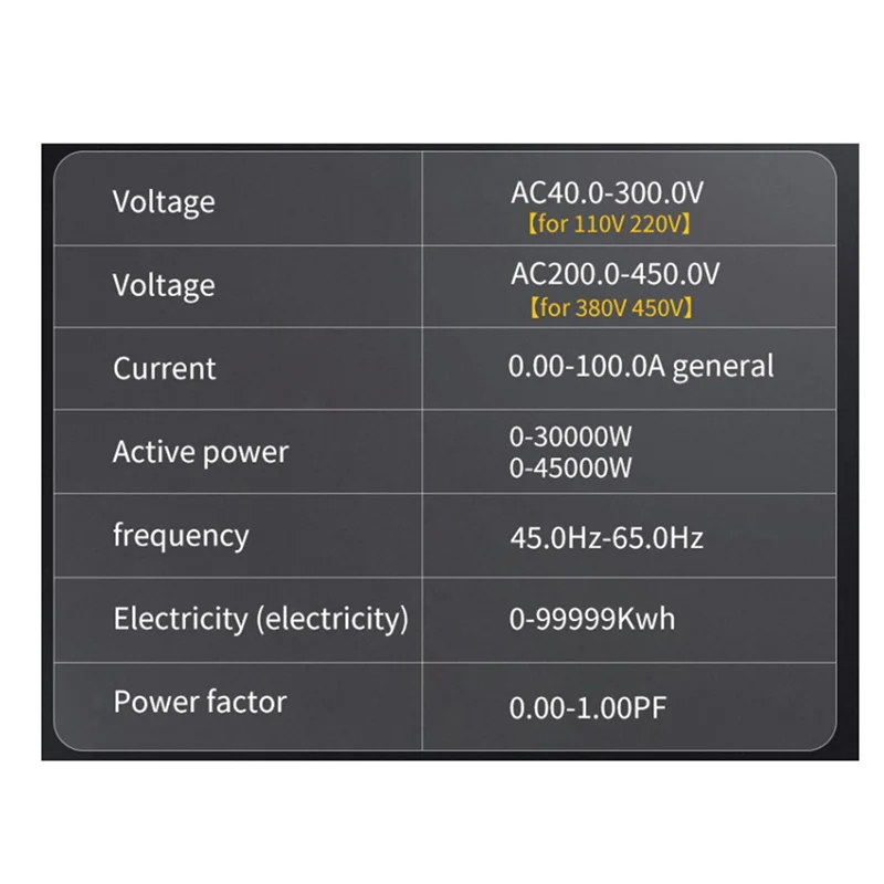 

5X Din Rail AC Monitor 6IN1 40-300V 100A Voltage Current Power Factor Active KWH Electric Energy Frequency Meter