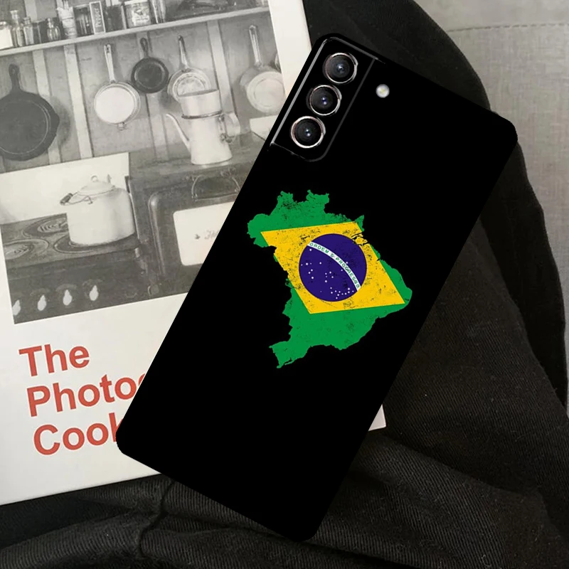 Brazil Brazilian Flag Phone Case For Samsung Galaxy S23 S22 S24 Ultra S20 S21 S24 FE S9 S10 Plus Note 10 20 Ultra