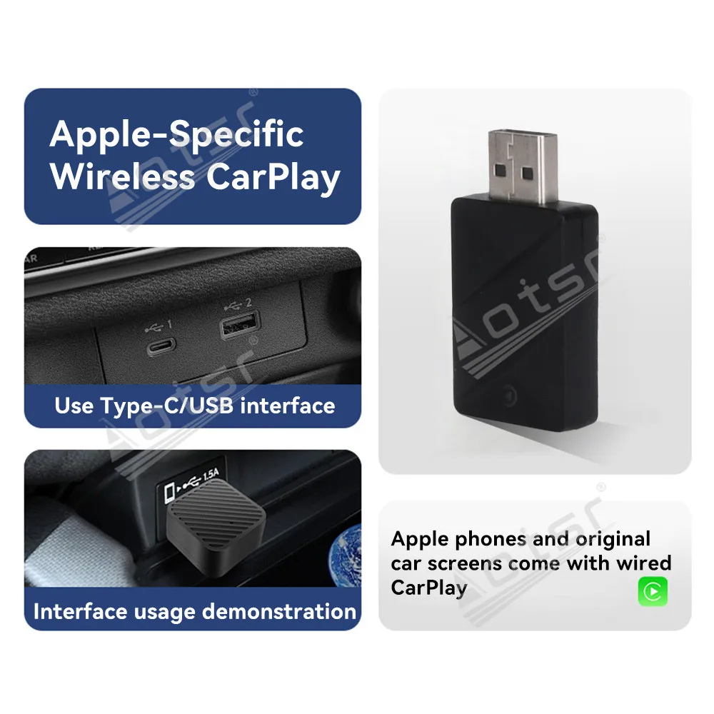 For Car Radio Apple-Specific Wireless CarPlay USB Flash Drive with MicroSD Card Support & Plug-and-Play Functionality