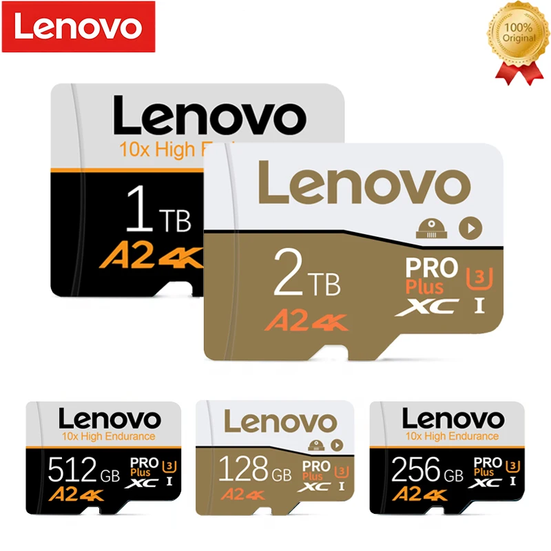 Lenovo 2TB Micro TF SD Card V30 scheda di memoria ad alta velocità 1TB 512GB classe 10 scheda Video scheda SD 256GB per Smartphone fotocamera Drone