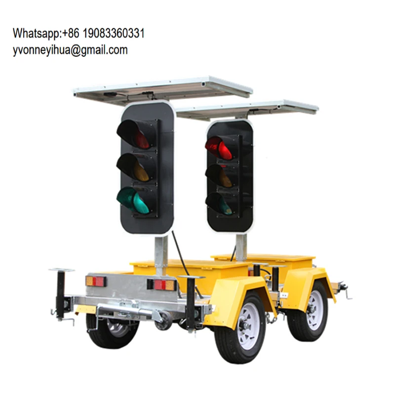 PTS Portable Trailer Traffic Lights With Mast And Reflective Signs Automated Traffic Control Assist