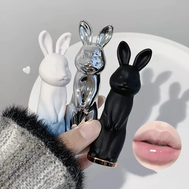 Rouge à lèvres noir lapin pour enfants, baume à lèvres longue durée, hydratant, non gras, prévient la sécheresse, brillant, masque, soin, Base de maquillage