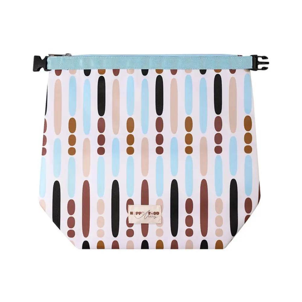

Large Capacity Striped Folding Lunch Bag Insulated Foldable Insulated Bag Washable Hand-Held Picnic Bag Office Workers