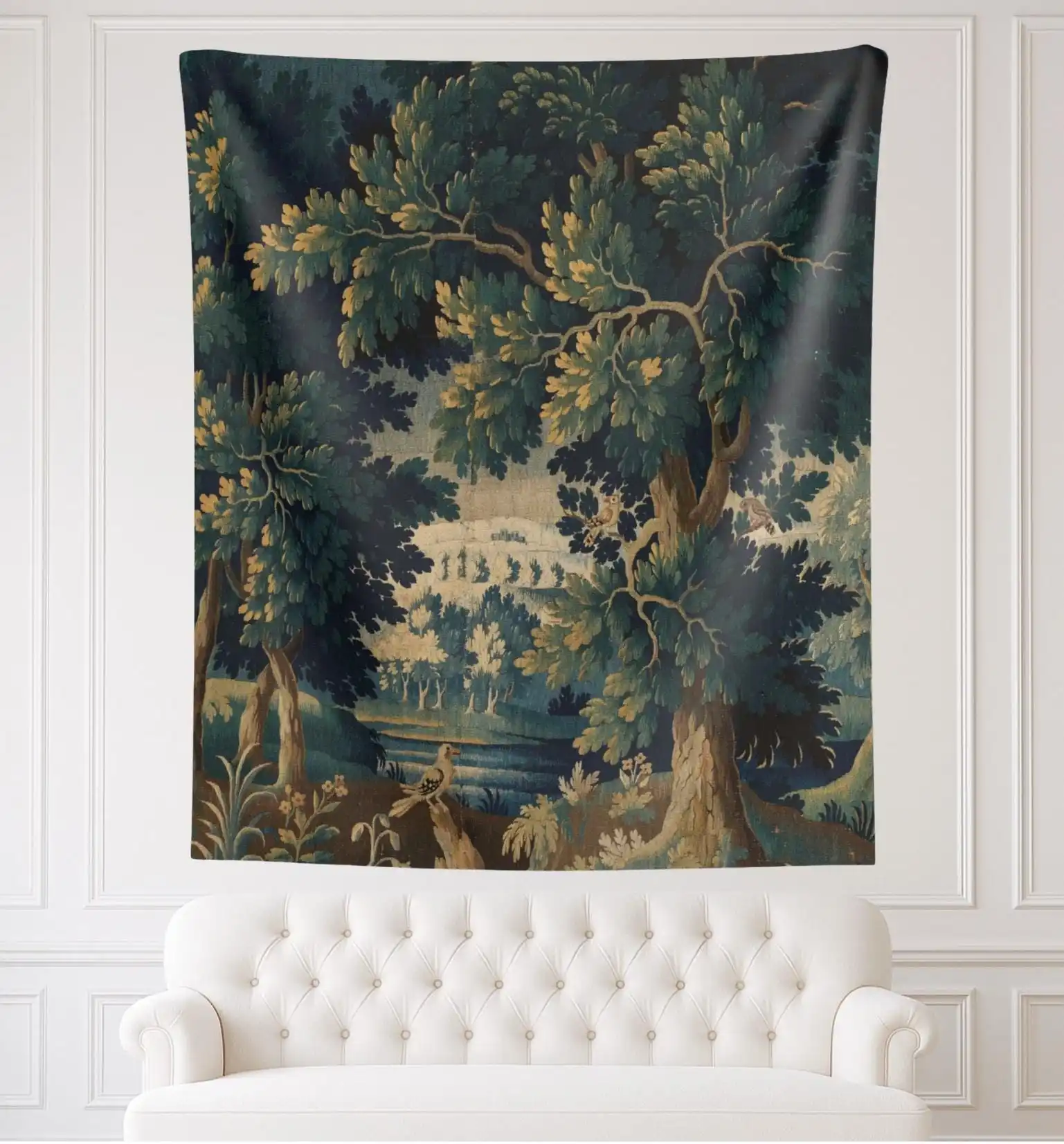 VIKAMA European Vintage Forest Tapestry Medieval Brocade Landscape Living Room French Light Luxury Room Decoration