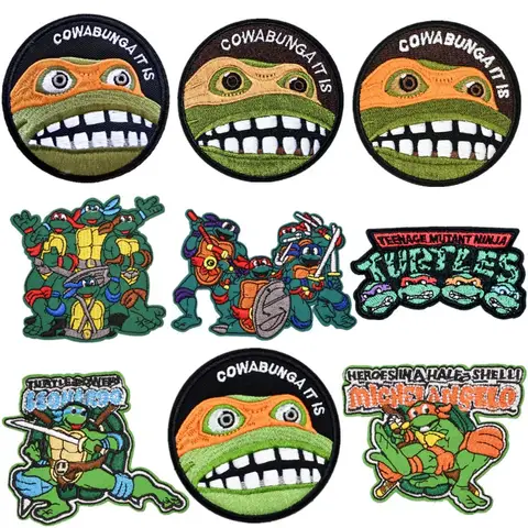TMNT parches bordados de Tortugas Ninja para ropa, pegatinas de dibujos animados, parches termoadhesivos DIY para ropa, chaquetas, decoración de Anime