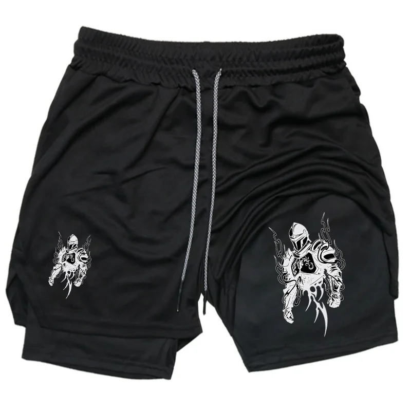 Trainings-Shorts für Herren mit Ritter-Print, Vielseitige Kampfsport-Shorts für Laufen, Fitness, Gym und Thai-Boxen