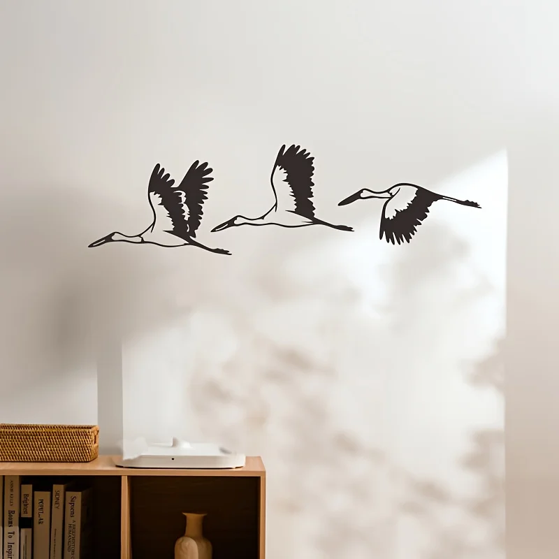 CIFBUY Iron Wall Art Flying Crane Metal Sculpture Hanging Plaque Rustproof Home Living Room Bedroom Decor