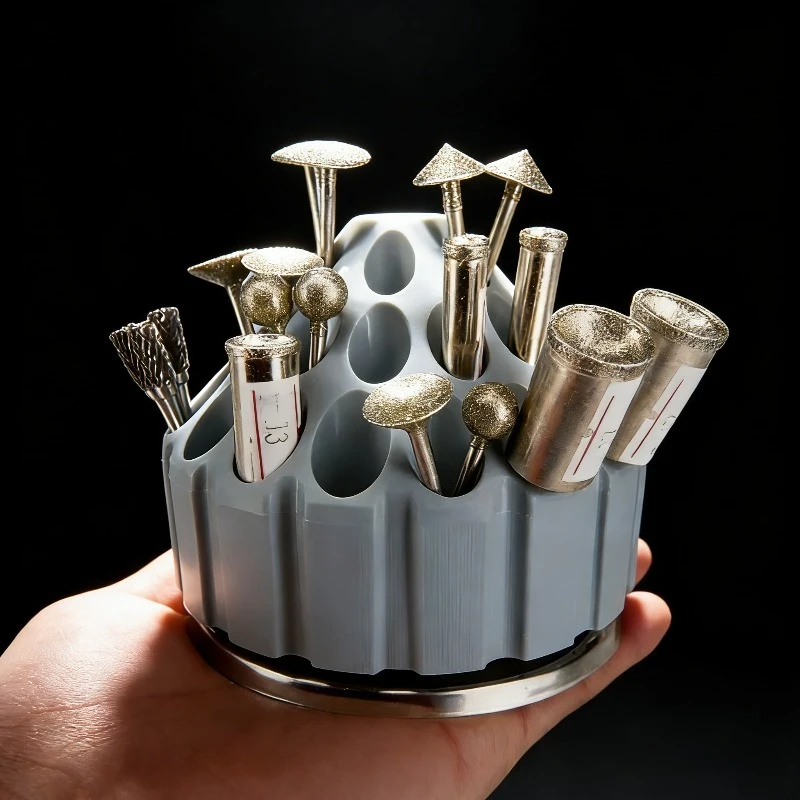 

360 Degree Rotating Drill Bit Storage Box - Professional Engraving Burr Organizer Rotary Tool Case for Jewelry Making Workshop