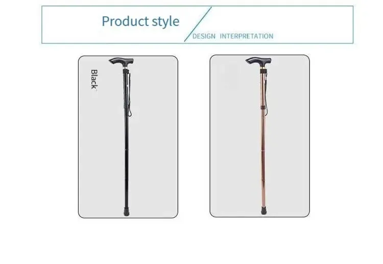 Verstellbarer, teleskopischer, tragbarer, zusammenklappbarer Gehstock aus Aluminiumlegierung, Wanderstock, rutschfeste Gehkrücken für ältere Menschen – Detail 6